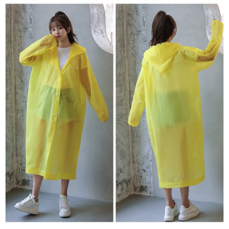 Pelerina de Ploaie,  pentru Adulti 150-180 cm, din EVA, Impermeabila, Rezistenta la Vant, Inchidere cu Capse, 140 g, Galben