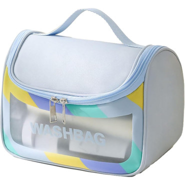 Geanta Cosmetice de Voiaj Cyrax, Impermeabila, Translucida Mata, 22 x 16 x 14 cm, Albastru