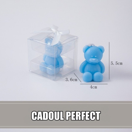 Lumanare Parfumata,  Model Ursulet, Albastra, 5.5x3.6x4 cm