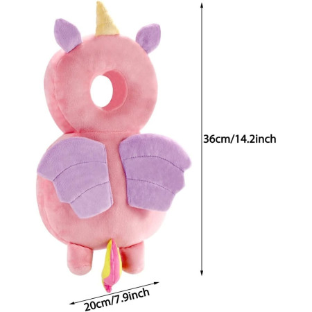 Perna tip Rucsac pentru Protectia Capului,  Tetiera tip Unicorn, pentru Bebelusi, 33x6x19 cm, 180 g, Roz
