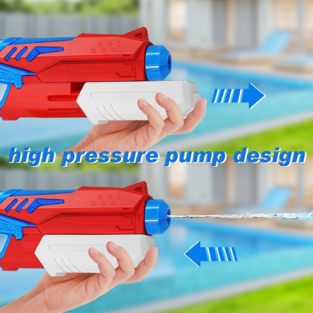Pistol cu Apa pentru Copii, Rezervor, Pentru Piscina/Plaja, Cyrax, 6ani+,  Albastru deschis/Rosu, 300ML