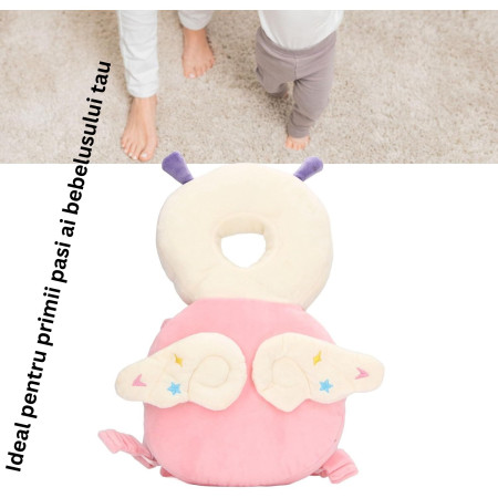 Perna tip Rucsac pentru Protectia Capului,  Tetiera tip Insecta, pentru Bebelusi, 33x6x19 cm, 180 g, Roz