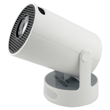 Video Proiector Portabil cilindric HY300ULTRA,  Inteligent, ULTRA HD 4K 1920 x 1080, Wireless, Compatibil cu Android/iOS, DC, 17 x 11 x 9.5 cm, Alb