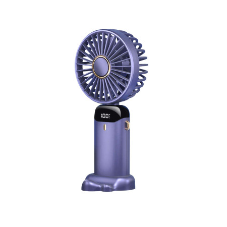 Ventilator Ultra Portabil cu Aromaterapie,  3 in 1, de Mana, de Birou, de Gat, 5 Trepte de Viteza, Incarcare USB, Autonomie 12h, Pliabil, cu Ecran LCD, Mov