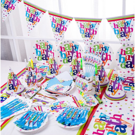 Set 10 Servetele Happy Birthday, Cyrax, pentru Petrecere, Tematica Aniversare, 33x33 cm, Multicolor