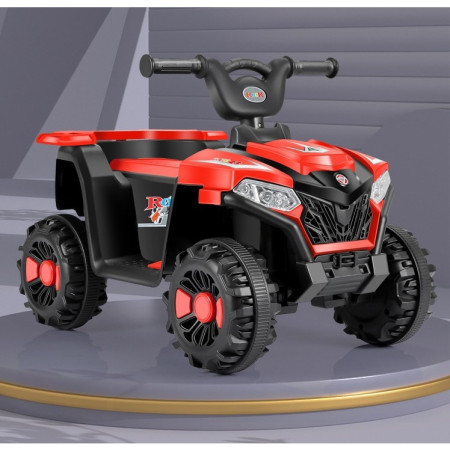 Masinuta Electrica Cyrax, pe 4 Roti, Tip ATV, cu Acumulator, Sistem Anti-Rasturnare, Sistem de Lumini si Sunet, 2-5 Ani, 70 x 43 x 48 cm, Rosu
