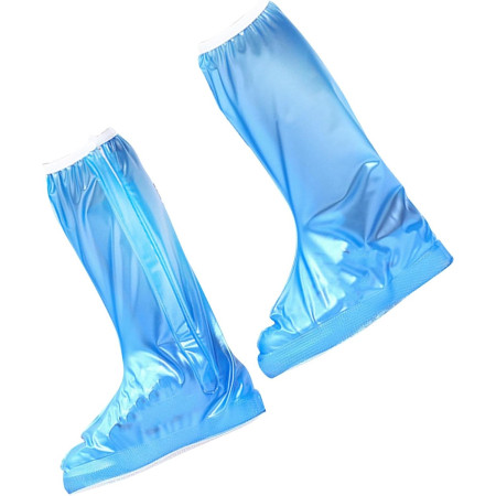 Protectie Incaltaminte pentru Ploaie si Noroi,  Impermeabila, Talpa Antiderapanta, cu Fermoar si Capsa, Inaltime 40 cm, Marime XXXL 44-45, Albastru