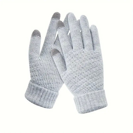 Manusi de Dama,  Functie Touchscreen (ecran tactil), Material Acril Tricotat, Manseta Elastica, Interior Catifelat, Marime Universala, Gri