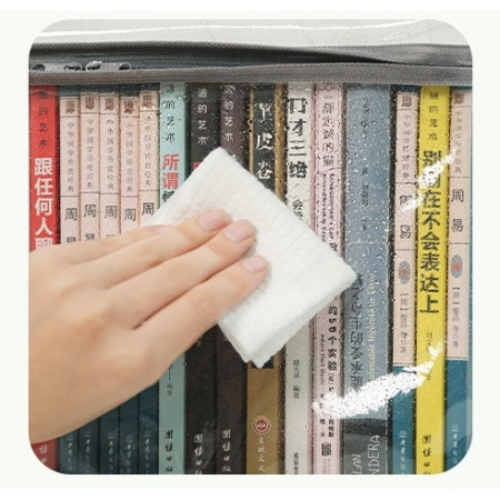 Cutie de Depozitare,  din PVC+Textil, Rezistenta la Apa, Geanta pentru Carti, 23x17x28 cm, Transparent-Alb