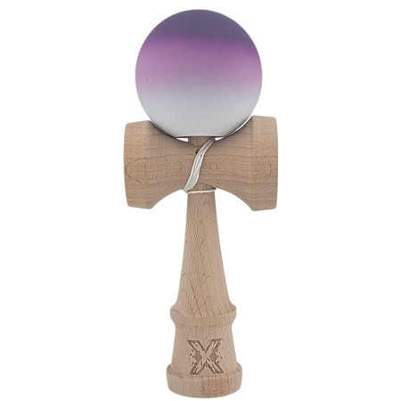 Kendama X Originala, Profesionala, Cyrax, din Lemn, Rubber Grip, 18 cm, Negru/Maro/Alb