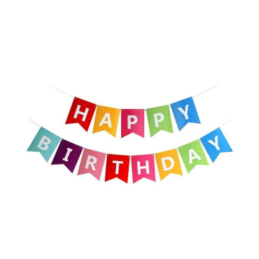 Banner Happy Birthday 100x200 cm, Cyrax, Dimensiune Stegulet 11.5x16.5 cm, Rola de Ata Inclusa, Multicolor