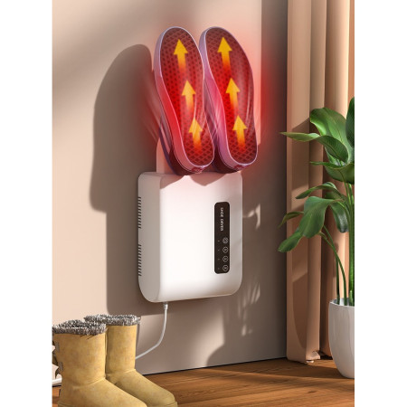 Uscator de Pantofi,  Functie de Uscare, Dezinfectie, Dezodorizare, Montaj pe Perete fara Perforare, din PVC, Silentios, Timer, Alb