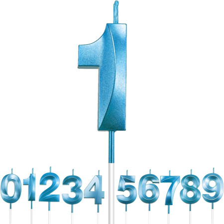 Lumanare Cifra 1, Cyrax, Model Diamond, 5 x 3.4 cm, Albastru