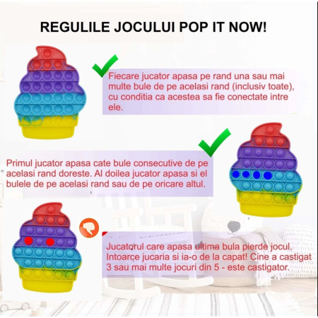 Cyrax Jucarie antistres din silicon, Pop it Now and Flip It, Briosa, Multicolor