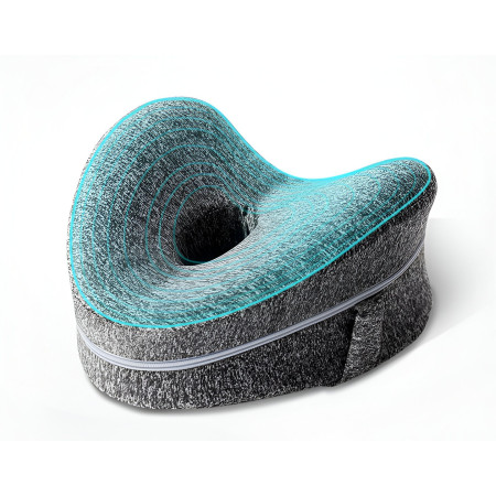 Perna Ortopedica pentru Picioare, Cyrax, Multifunctionala, Confortabilă, in Forma de Inima, Spuma cu Memorie, Curea Anti-cadere, 25x23x13 cm, Gri