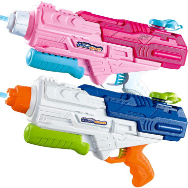 Set 2x Pistol cu Apa pentru Copii, Rezervor, Pentru Piscina/Plaja, Cyrax, 6ani+, Roz + Albastru, 1200 ML