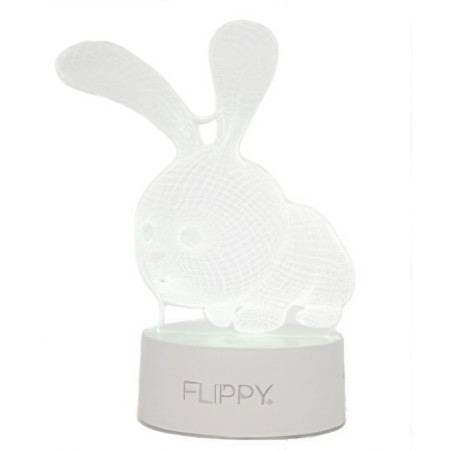 Lampa LED decorativa,  3D, Iepure, cu USB si baterii, 20 cm inaltime, din material acril, lumina multicolora si telecomanda inclusa, alb