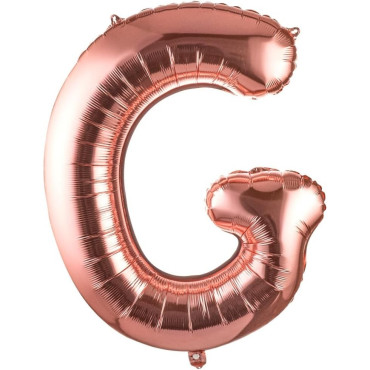 Balon Folie Metalizata Litera G, Cyrax, 100 cm, Umflati cu Heliu sau Aer, Ambalaj Individual, Pai inclus, Rose Gold