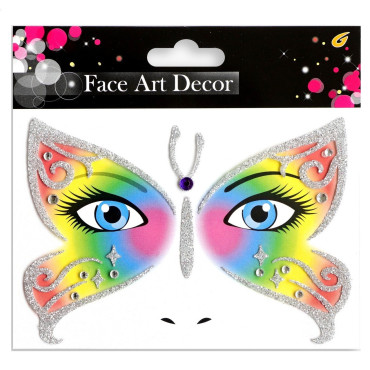 Sticker Temporar pentru Fata, Cyrax, pentru Machiaj, Face Art, Halloween, Teatru, Model Fluture, Multicolor