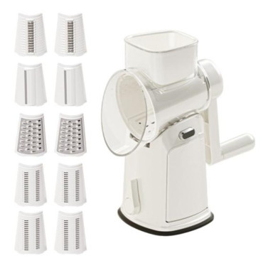 Razatoare Manuala, Cyrax, Rotativa cu Manivela, 10 Lame Interschimbabile, Anti-Stropire, 27 x 13 x 13 cm, Alb