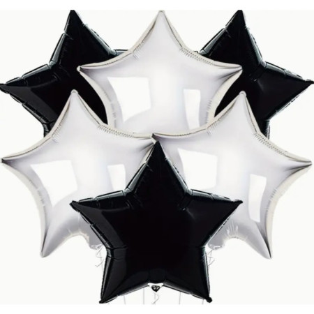 Balon din Folie Metalizata, Cyrax, Figurina Stea, Model Simplu, Tematica Aniversare, 40 cm, Ambalaj Individual, Pai Inclus, Umflare cu Aer sau Heliu, Argintiu