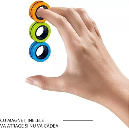 Jucarie antistres Cyrax, inele magnetice, 3 piese, Multicolor