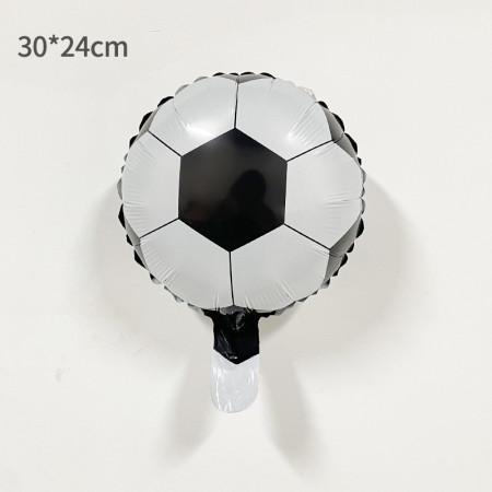Balon din Folie Metalizata, Cyrax, Mini Figurine, Model Minge de Fotbal, Tematica Aniversare, 30x24 cm, Ambalaj Individual, Pai Inclus, Umflare cu Aer sau Heliu, Alb-Negru