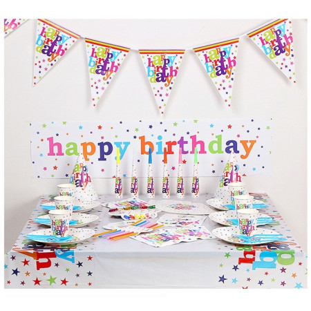 Set 6 Farfurii de Unica Folosinta, Cyrax, Colectia Happy Birthday, 23 cm, din Carton Laminat, Multicolor