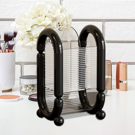 Cutie pentru Depozitare Cosmetice,  pentru Pensule, Creioane si Buretei, 4 Compartimente, din Plastic, 12 x 10 x 20 cm, Negru