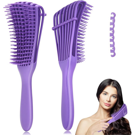 Perie Flexibila, Cyrax, pentru Descurcat Par Cret/Umed si Uscat, 8 Brate Mobile, din TPE, 24.5 x 4.5 x 2 cm, Mov