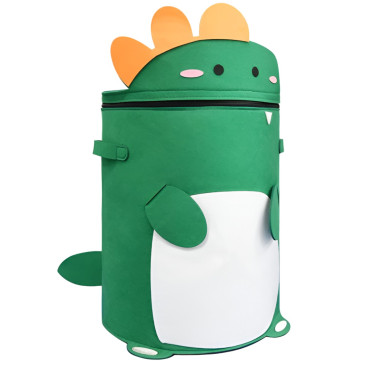 Cutie de Depozitare 2In1,  Impermeabila, Covor pentru Jucarii si Lego 150cm, Capacitate Mare, cu Manere, cu Sfori, Inaltime 40cm, Model Dinozaur, Verde