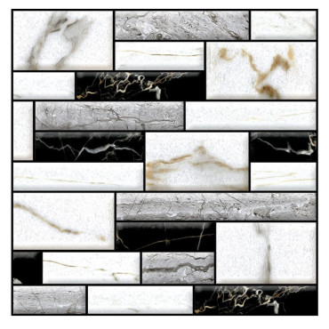 Set 10 x Placi Tapet Autocolant 3D cu Imitatie de Marmura, pentru Perete Bucatarie Sufragerie, Usor de Curatat, Rezistent la Apa, Autoadeziv, 30x30 cm, Alb Negru