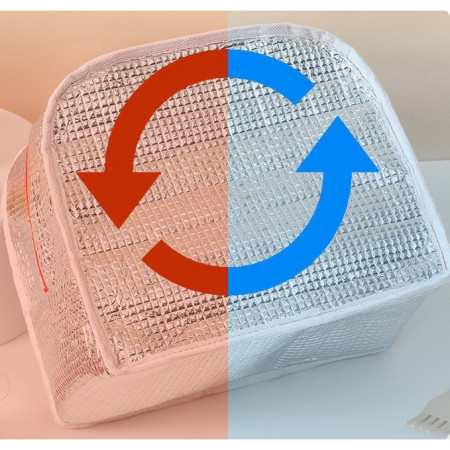 Geanta Termoizolanta pentru Copii, Cyrax, 23x13x19 cm, Model Imprimeu Foca, din Folie de Aluminiu si Panza Oxford, Galben/Portocaliu