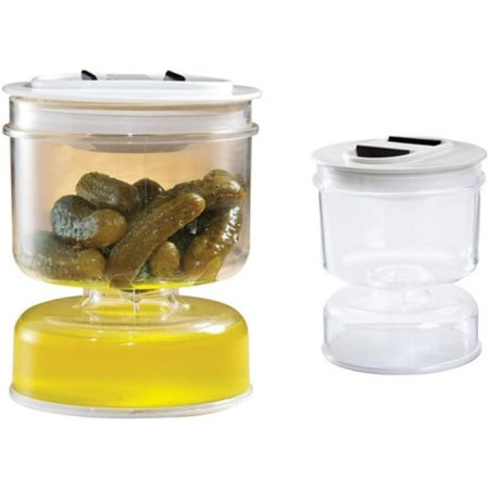 Borcan pentru Muraturi, Cyrax, cu Separator pentru Lichide, Ermetic, Termorezistent, Tip Clepsidra, 800 ml, ABS, Alb, 13x11 cm