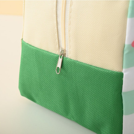 Geanta Termoizolanta pentru Copii, Cyrax, 23x13x19 cm, Model Imprimeu Dinozaur, din Folie de Aluminiu si Panza Oxford, Verde