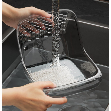 Cos de Spalat Legume/Fructe, Cyrax, cu Scurgere Apa, din PET, 15.5 x 18.6 x 16.2 cm, Transparent