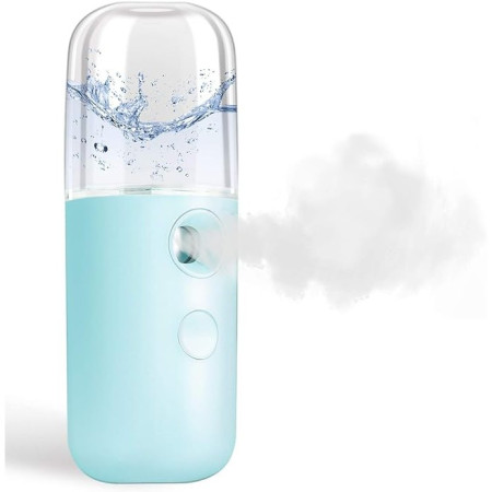 Spray de Hidratare Facială cu Tehnologie Nano, Cyrax, Hidratare, Igienizare, Abur Rece, Încărcare USB, Capacitate 30 mL, 10cm, Albastru