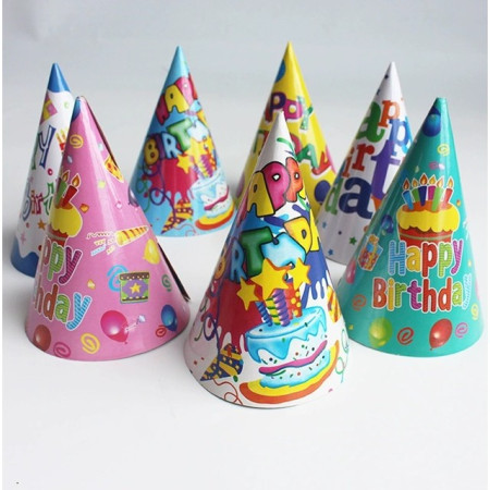 Set 6 Coifuri, Cyrax, Petrecere Copii, din Carton, 20 x 13.5 cm, Model 5 Happy Birthday, Multicolor