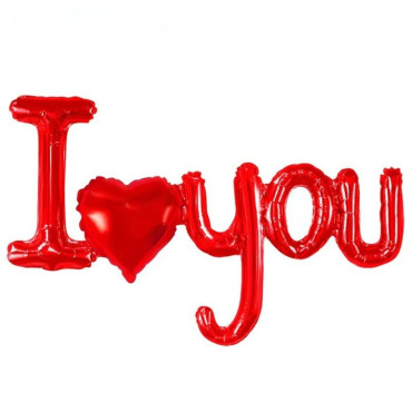 Cyrax Balon din Folie Metalizata, Figurine Litere si Inima, Model I Love You, Tema Ziua Indragostitilor, 54x97 cm, Ambalaj Individual, Pai Inclus, Umflare cu Aer sau Heliu, Rosu