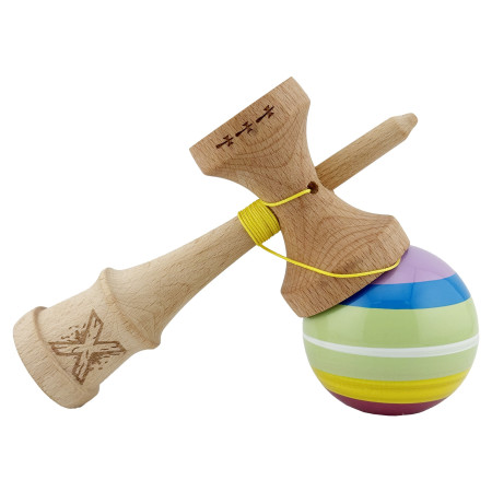 Kendama X SPECTRUM Originala, Profesionala, Cyrax, Big Cups V2, Super Sticky Legendary Cupe Mari, Rulment Metalic cu Ata 55 cm, Multicolor