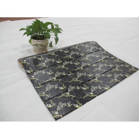 Set 10 Placi Tapet 3D,  70 x 70 cm, Grosime 3 mm, din Rasina, Tip Placi de Lemn, Suprafata Acoperita 4.9 mp, Negru