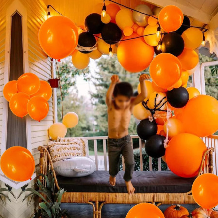 Set 12 Baloane, Cyrax, din Latex Standard, 25 cm, Portocaliu