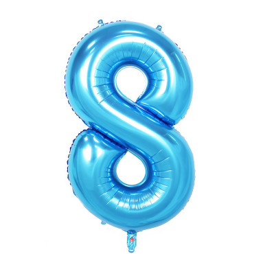 Balon din Folie Cyrax, Cifra 8, 81 cm, Pentru Aer sau Heliu, Bulk, Albastru