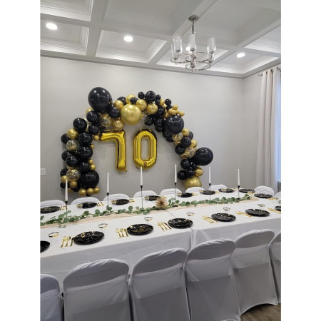Balon din Folie Metalizata Cyrax, Figurina Cifra, Tema Aniversare 100 cm, Ambalaj Individual, Pai inclus, Umflare cu Aer sau Heliu, Auriu, Cifra 0