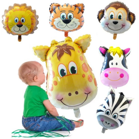 Balon din Folie Metalizata, Cyrax, Mini Figurine Animalute, Model Zebra, Tematica Aniversare, 25x45 cm, Ambalaj Individual, Pai Inclus, Umflare cu Aer sau Heliu, Multicolor