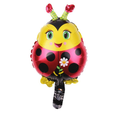 Balon din Folie Metalizata, Cyrax, Figurina Buburuza, Tema Animalute, 30 cm, Ambalaj Individual, Pai Inclus, Umflare cu Aer sau Heliu, Albastru