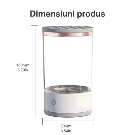 Dispozitiv Portabil de Curatare a Pensulelor de Machiaj, Cyrax, Potrivit pentru Pensule de Diferite Dimensiuni, 5V, 7000RPM, Vibratii Sonice, USB, Alb/Transparent, 9x9x16 cm