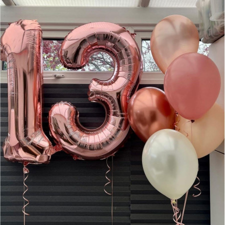 Balon din Folie Metalizata Cyrax, Figurina Cifra, Tema Aniversare 100 cm, Ambalaj Individual, Pai inclus, Umflare cu Aer sau Heliu, Coral, Rose, Cifra 1