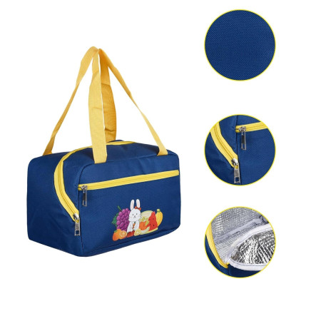 Geanta Termo-Izolanta, Cyrax, Compartimente Telefon si Tacamuri, Multifunctionala, Impermeabila, 30x21x20 cm, Design Iepuras, Albastru