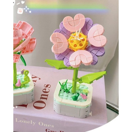 Set de Constructie Floare in Ghiveci, Cyrax, 4 Ani, Ornament Creativ, 17x6.2 cm, Multicolor